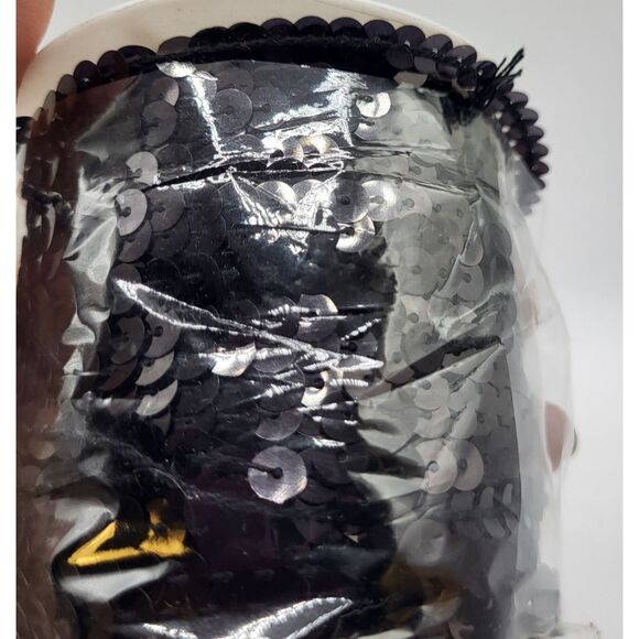 100 yards 6mm Diameter Flat Round Sequin Ribbon Sequins Black - Picture 2 of 2